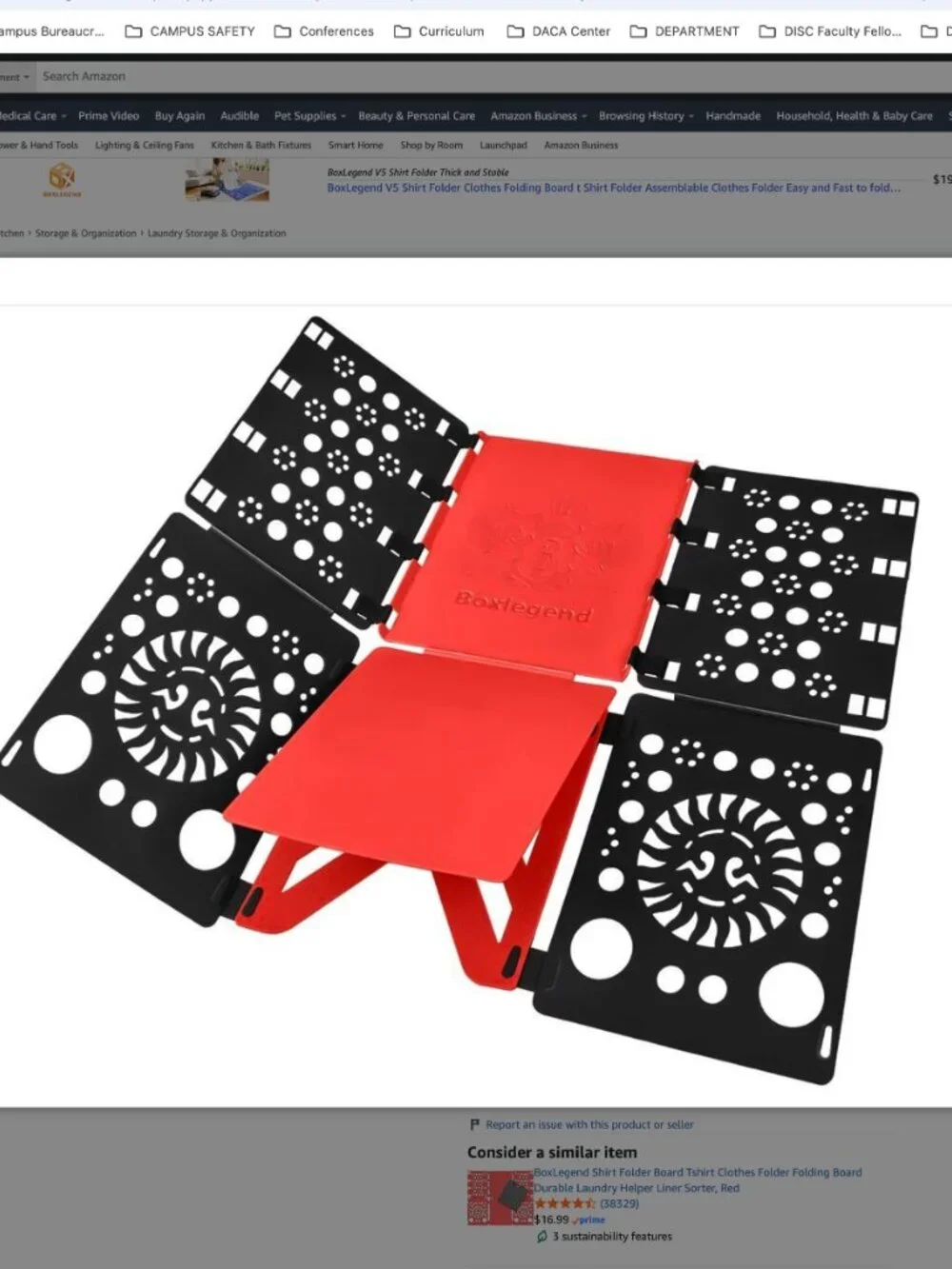 BoxLegend T Shirt Folding Board (Version 3), Durable Clothes Folder, Black & Red